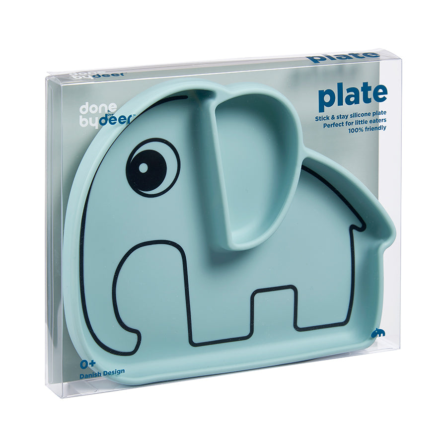 Plato Stick&Stay silicona elefante - Azul - Done by Deer