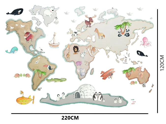 Vinilo World Mapa Mundo XL Animales- Sueños Cigueña