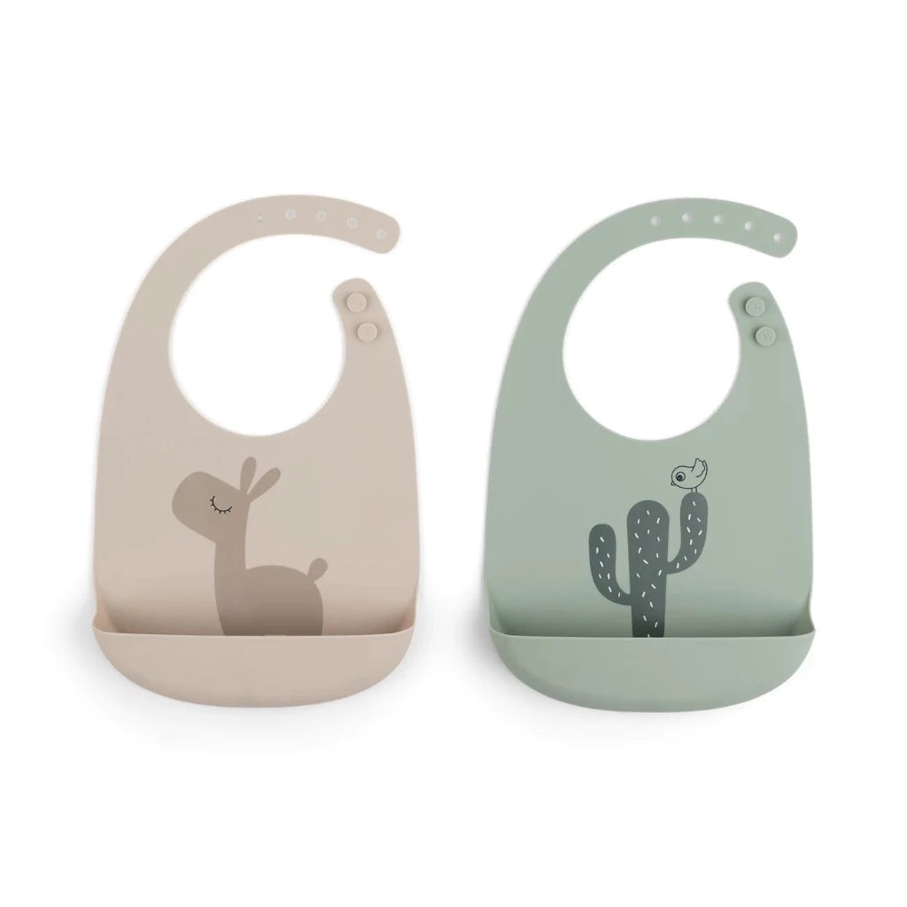 Babero de silicona 2-pack - lalee - sand/green  - Done by Deer