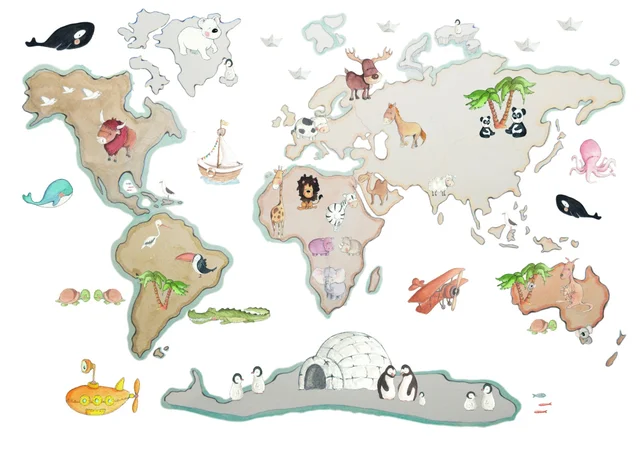 Vinilo World Mapa Mundo XL Animales- Sueños Cigueña
